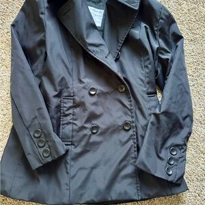 Larry Levine Sport Black Double-Breasted Peacoat Jacket